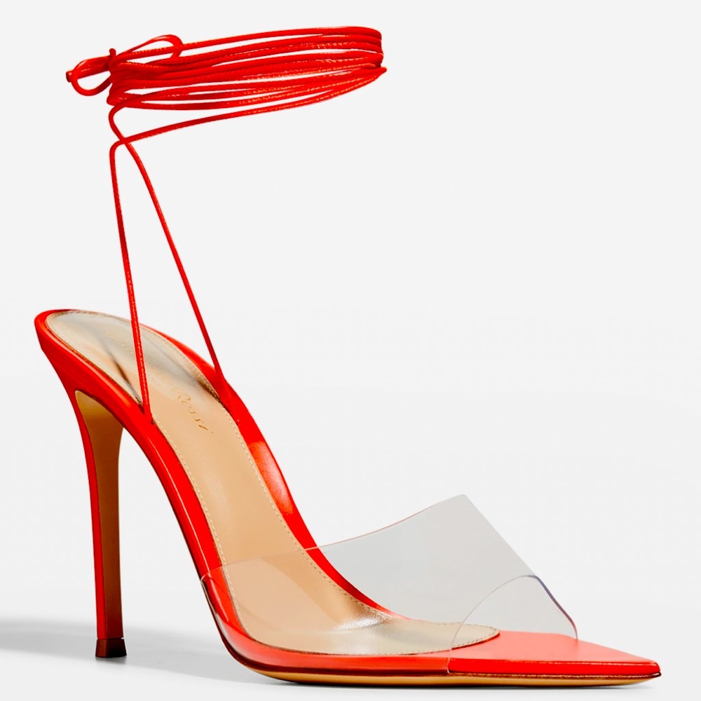 GIANVITO ROSSI 104MM SKYE PVC AND NAPA LEATHER SANDALS